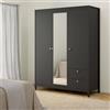 Dmora Guardaroba 3 Ante Helise, Mobile Camera da Letto, Cabina portabiti, Armadio Appendiabiti, 150x58 h199 cm, Nero