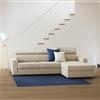 Dmora Divano Fisso con penisola Mikaela, Sofà ad Angolo con Chaise Longue Destra in Tessuto, Braccioli Slim, 100% Made in Italy, Cm 260x95h85, Beige