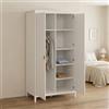 Dmora Guardaroba 2 Ante Madeline, Mobile Camera da Letto, Cabina Armadio portabiti, Armadio Appendiabiti, 102x58 h199 cm, Bianco