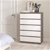 Dmora - Cassettiera Georgette, Settimino multiuso, Comò camera da letto, Mobile con cassetti, 77x50 h111 cm, Cemento e Bianco lucido