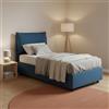 Talamo Italia Letto Singolo Luna, Letto Contenitore con Rivestimento in Tessuto, 100% Made in Italy, Apertura Laterale, Adatto per Materasso Cm 80x190, Blu