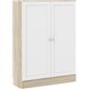 Dmora - Scarpiera Ambre, Mobile portascarpe, Armadio da ingresso multiuso, Mobiletto per calzature, 79x28 h107 cm, Quercia e Bianco