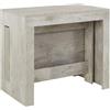 Dmora - Consolle allungabile Martino, Consolle allungabile fino a 12 posti, Tavolo con portallunghe, 100% Made in Italy, cm 51/300x90h77, Cemento