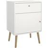Dmora - Comodino Theodora, Comò basso, Tavolino da notte, Mensola da letto, 50x39 h72 cm, Bianco