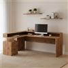 Dmora - Scrivania Salomone, Scrittoio angolare con sopralzo, Scrivania ufficio multiuso, 180x90h160 cm, Rovere