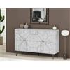Dmora - Credenza Meridian, Buffet da soggiorno, Madia da salotto, Dispensa da cucina, 123x35h62 cm, Bianco Marmo