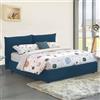 Talamo Italia - Letto Matrimoniale Cristyn, Letto Contenitore con Rivestimento in Tessuto, 100% Made in Italy, Apertura Frontale, con Materasso Cm 160x200 Incluso, Blu