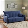 Talamo Italia Letto Alissa, Divano a 2 posti, 100% Made in Italy, Sofà Soggiorno con Apertura a Carrello, in Tessuto imbottito, con Braccioli Standard, Cm 150x90h85, Blu