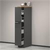 Dmora Dispensa da Cucina Quintino 60x30x165h cm Nero Antracite 4 Ripiani 2 Cassetti, 2 Ante Made in Italy