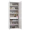 Dmora Armadio Multiuso a 2 Ante battenti, 100% Made in Italy, Mobile portascarpe da Ingresso con 6 Ripiani e cassetto, Pratica scarpiera, Bianco