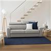 Dmora Divano Fisso 2 posti Micaela, Sofà in Tessuto Imbottito, Poggiatesta Regolabili e Braccioli Slim, 100% Made in Italy, Cm 200x95h85, Grigio