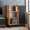 Dmora Credenza Industrial a 1 Anta e 2 Ripiani, Buffet con Piedini in Metallo, Madia da Soggiorno, Libreria con scaffali, cm 40x90h116, Colore Nero e Acero