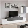 Dmora Parete Attrezzata Ruben 45x240x180h cm Bianco Lucido Modulabile 11 Ripiani, 10 Vani Made in Italy
