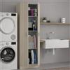 Dmora - Armadio multiuso 2 ante Salem, Mobile ausiliario, Porta scarpe con 3 ripiani, Scarpiera alta moderna, 59x37h180 cm, Rovere
