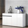 Dmora Credenza Monrovia, Buffet da Soggiorno, Madia da Salotto, Dispensa da Cucina, Made in Italy, 160x42h80 cm, Bianco Lucido e Antracite