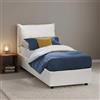 Talamo Italia - Letto Singolo Erika, Letto Contenitore con Rivestimento in Ecopelle, 100% Made in Italy, Apertura Frontale, Adatto per Materasso Cm 90x190, Bianco
