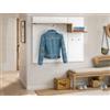 Dmora Bianco Lucido e Pero Appendiabiti Orizzontale, Made in Italy, con Ganci e Tubo per appendini, Mobile per Ingresso, Entratina, cm 120x30h100, Colore