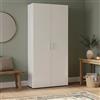 Dmora Scarpiera moderna, Made in Italy, a 2 ante e scaffali interni, Portascarpe da ingresso, Mobile multiuso, cm 91x33h190, colore Bianco lucido