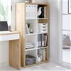 Dmora Libreria Sacramento, Mobile portalibri Reversibile con 8 Scomparti, Mobile Porta TV Multiposizione, 72x33h137 cm, Rovere Effetto Nodi e Bianco