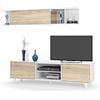 Dmora - Parete attrezzata Buffalo, Mobile da soggiorno porta TV, Composizione per salotto con pensile, 180x41h51 cm, Bianco e Rovere