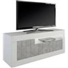 Dmora Mobile Porta TV Braies 42x138x56h cm Bianco Lucido Un Ripiano Apertura Battente, 3 Vani Made in Italy