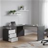 Dmora Scrivania Mark 60x180x75h cm Grigio Lucido Angolare 3 Cassetti, Modulabile Made in Italy