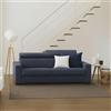 Dmora Talamo Italia - Divano fisso 3 posti Susanna, Sofà Soggiorno in tessuto imbottito, Poggiatesta regolabili e Braccioli slim, 100% Made in Italy, Cm 200x95h85, Blu