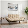 Dmora - Divano Letto 2 posti Zeeusis, Sofà trasformabile, Divanetto per Ospiti, Poltrona Letto, 155x70 h85 cm, Crema
