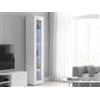 Dmora Vetrina Enea 30x40x180h cm Bianco Lucido 4 Ripiani Un'anta, Mobile Espositore Apertura Battente Made in Italy