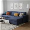 Dmora Talamo Italia - Divano letto con penisola Alisea, Sofà apertura girevole, Penisola contenitore reversibile, Braccioli slim, 100% Made in Italy, Cm 260x95h90, Blu