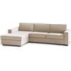Dmora Divano Letto con penisola Adelina, Sofà con penisola Contenitore Sinistra, Braccioli Standard, 100% Made in Italy, Cm 280x95h90, Beige