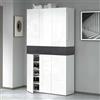 Dmora - Scarpiera Marzio, Porta scarpe salvaspazio a 7 ante, Armadio multifunzione da ingresso, 114x38h200 cm, Bianco e Ardesia