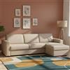 Dmora Divano Letto con penisola Alisea, Sofà Apertura Girevole, Penisola Contenitore Reversibile, Braccioli Slim, 100% Made in Italy, Cm 260x95h90, Beige
