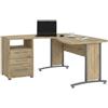 Dmora - Scrivania Sidonia, Scrittoio Multiuso, Tavolo per Ufficio Porta PC, Piano di Lavoro, 159x150 h75 cm, Grigio e Quercia