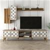 Dmora - Mobile porta TV Tariq, Credenza da soggiorno, Armadio basso per TV, Base parete attrezzata, 180x35h44 cm, Noce e Bianco