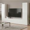 Dmora Parete Attrezzata Giordano 30x260x180h cm Bianco Lucido 9 Ripiani 3 Ante, Apertura Battente e a Ribalta Made in Italy