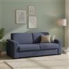 Dmora Talamo Italia - Divano letto 2 posti Algisa, Sofà Soggiorno con apertura girevole in tessuto imbottito, Braccioli slim, 100% Made in Italy, Cm 180x95h90, Blu