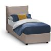 Talamo Italia Letto Singolo Ester, Letto Contenitore con Rivestimento in Ecopelle, 100% Made in Italy, Apertura Frontale, Adatto per Materasso Cm 80x190, Tortora