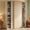 Dmora - Guardaroba 2 ante Elvire, Mobile camera da letto, Cabina armadio portabiti, Armadio appendiabiti, 150x61 h200 cm, Bianco e Rovere