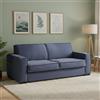 Dmora Divano Letto 2 posti Achiropita, Sofà Soggiorno con Apertura Girevole, Tessuto Imbottito, Braccioli Slim, 100% Made in Italy, Cm 180x95h90, Blu