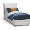 Talamo Italia Letto Singolo Ester, Letto Contenitore con Rivestimento in Ecopelle, 100% Made in Italy, Apertura Frontale, Adatto per Materasso Cm 80x190, Bianco