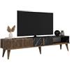 Dmora - Mobile porta TV Kepler, Credenza da soggiorno, Armadio basso per TV, Base parete attrezzata, 180x35 h40 cm, Noce e Nero