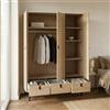 Dmora - Guardaroba 3 ante Claribe, Mobile camera da letto, Cabina armadio portabiti, Armadio appendiabiti, 150x60 h200 cm, Rovere