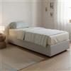 Talamo Italia - Letto singolo Ambra, Letto contenitore con rivestimento in ecopelle, 100% Made in Italy, Apertura frontale, adatto per materasso Cm 80x190, Bianco
