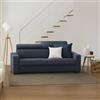 Dmora Talamo Italia - Divano fisso 3 posti Julia, Sofà in tessuto imbottito, Poggiatesta regolabili e Braccioli standard, 100% Made in Italy, Cm 220x95h85, Blu