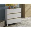 Dmora - Cassettiera Forfar, Settimino Multiuso, Comò Camera da Letto, Mobile con cassetti, 79x41 h91 cm, Bianco e Rovere Nodi