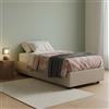Talamo Italia Letto Singolo Diletta, Letto Contenitore con Rivestimento in Ecopelle, 100% Made in Italy, Apertura Laterale, Adatto per Materasso Cm 80x190, Tortora