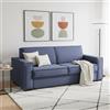 Dmora Talamo Italia - Divano letto 2 posti Abigail, Sofà Soggiorno con apertura girevole, Tessuto imbottito, Braccioli standard, 100% Made in Italy, Cm 200x95h90, Blu