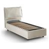 Talamo Italia Letto Singolo Vanessa, Letto Contenitore con Rivestimento in Tessuto, 100% Made in Italy, Apertura Frontale, Adatto per Materasso Cm 80x190, Beige