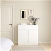 Dmora Credenza Julienne, Buffet da Soggiorno, Madia da Salotto, Dispensa da Cucina, 80x40 h100 cm, Bianco Lucido